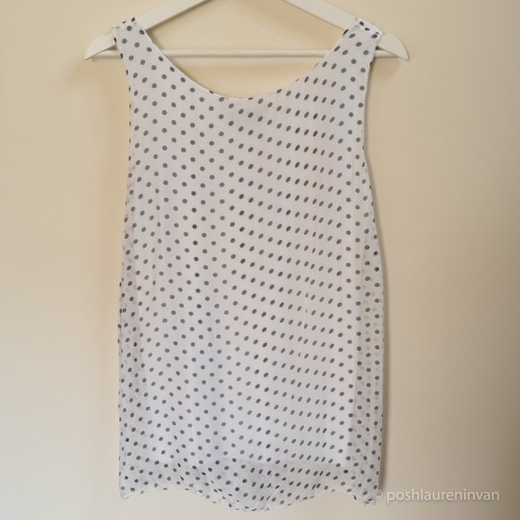 Plum Silk-Blend Sleeveless Top  *NWT* – White / Navy / Polka Dot – US S - Picture 11 of 14